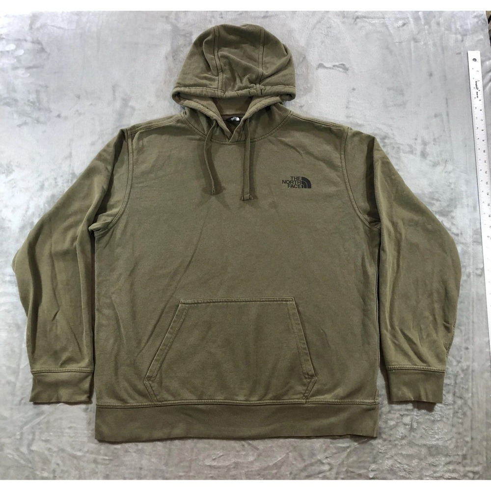 The North Face Hoodie Mens Large Green Camo Back Graphic Fleece Sweatshirt